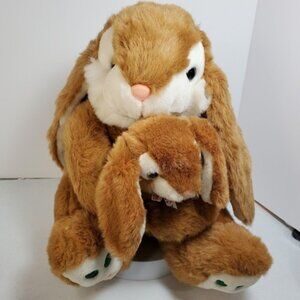 Kids of America Bunny w/ Baby Brown Plush Rabbit Stuffed Animal Carrot Paws 13"